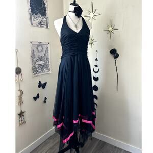 Vintage Y2K Betsy & Adam Goth Prom/Wedding Halter Fairy Dress